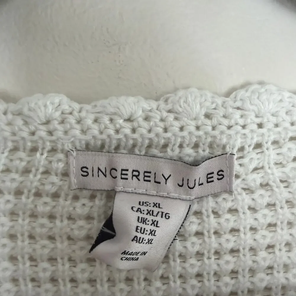 Sincerely Jules Crochet Loose Knit Bell Sleeve‎ Patchwork Sweater Sz XL